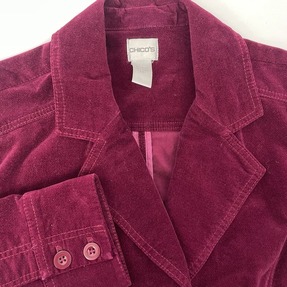 CHICO'S Velvet Blazer Size 1 Womens 10 Jacket Dressy Boho Chic Y2K Retro Cropped - Picture 5 of 14